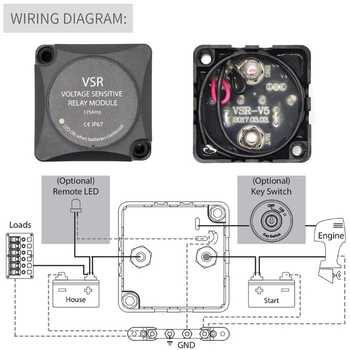 Relay sensível tensão isolador vsr bateria reserva rele autocaravana
