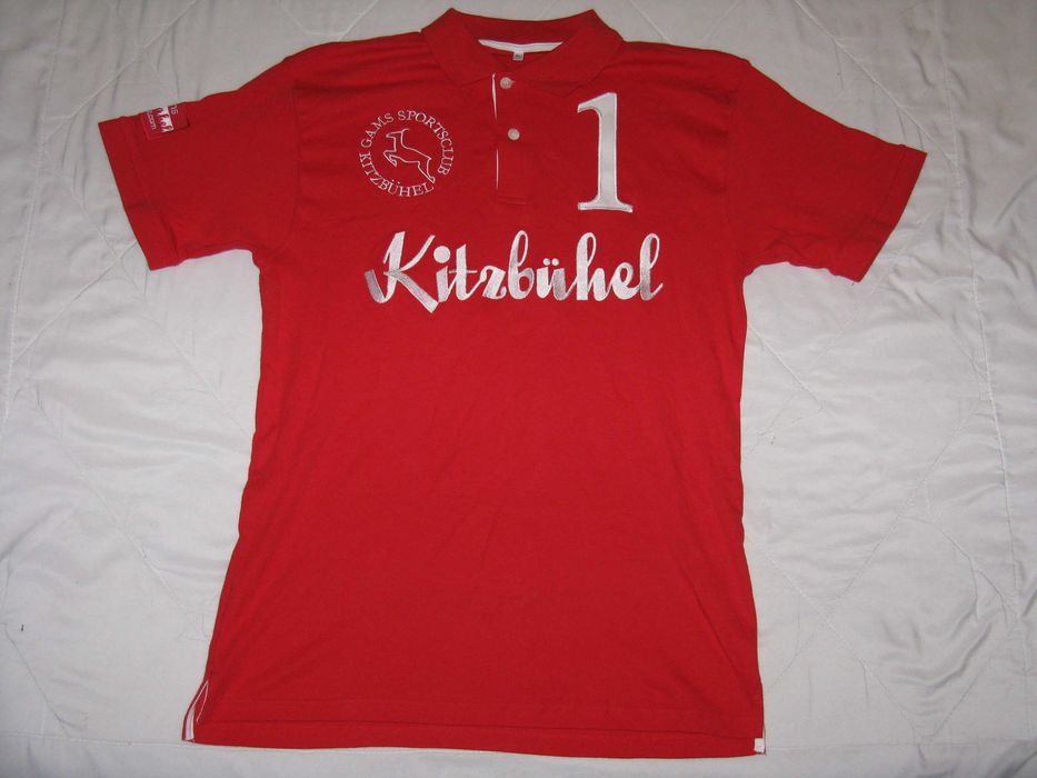 koszulka polo Kitzbühel Austria haft niemiecka czerwona solidna L XL