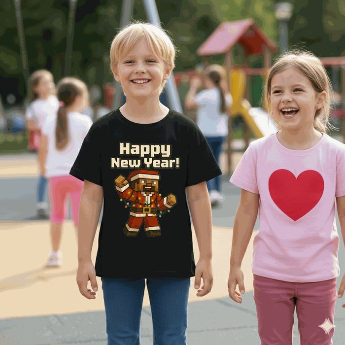 Koszulka dziecięca czarna steve w minecraft prezent święta 140