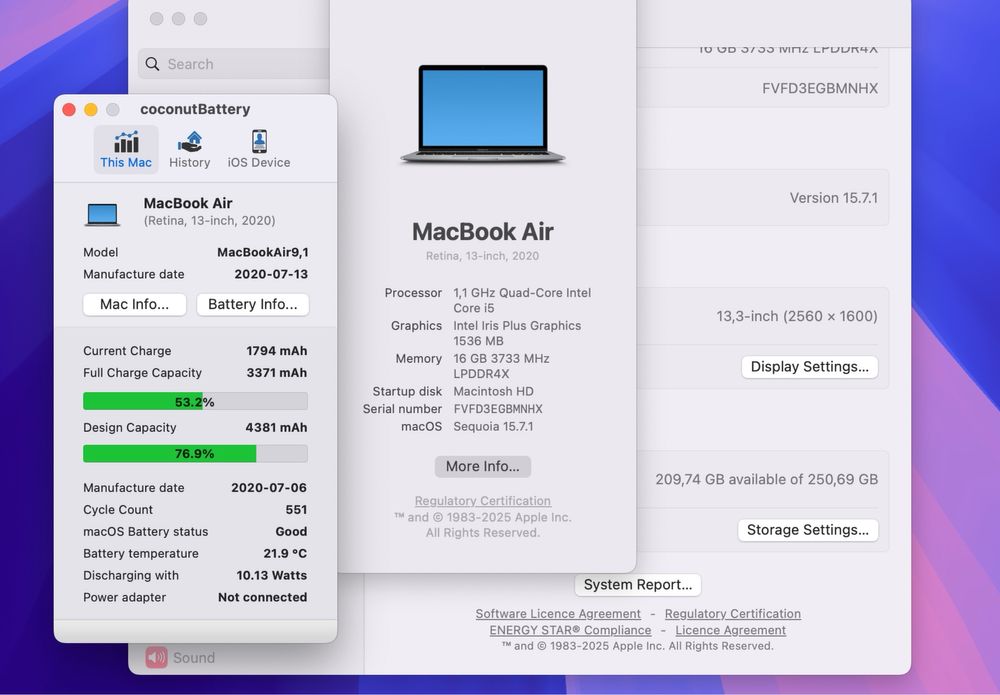 Apple Macbook Air 13 2020 i5 16GB RAM 256GB SSD IL6411