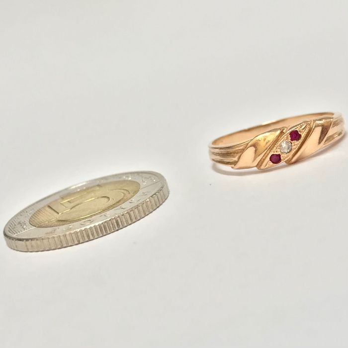 Złoty pierścionek 14K 585 z ametystami i kryształem – klasyk retro, pr