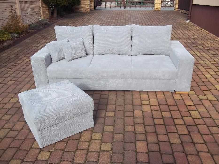 Sofa/narożnik z dostawianą pufą//szeroka pow spania na sprężynach