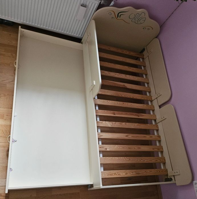 ŁÓŻKO double MEBLIK z szufladą beżowe + gratis - materac do szuflady