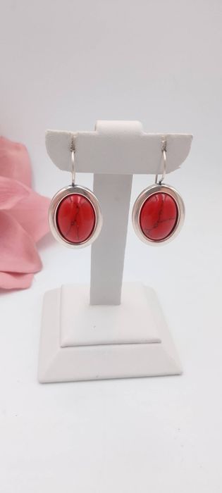 Srebrne kolczyki pr 925 Koral nowe