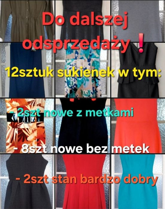 Paka 12szt sukienek rozm 140 XXS S M L firm Mohito Pimkie Monnari AMISU Stradivarius C&A oraz inne