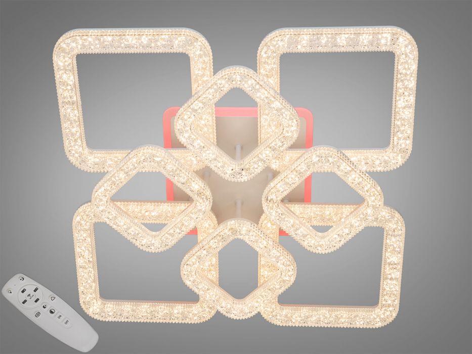 Стельова світлодіодна люстра з пультом, 130W чорна окантовка