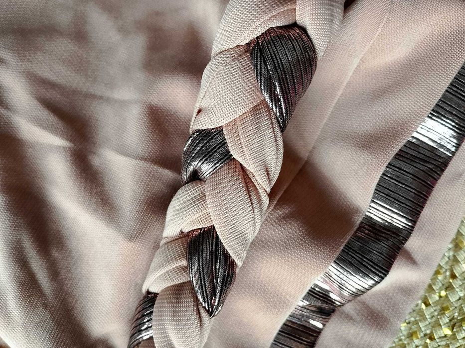 NOWY beżowy turban z warkoczem - hijab