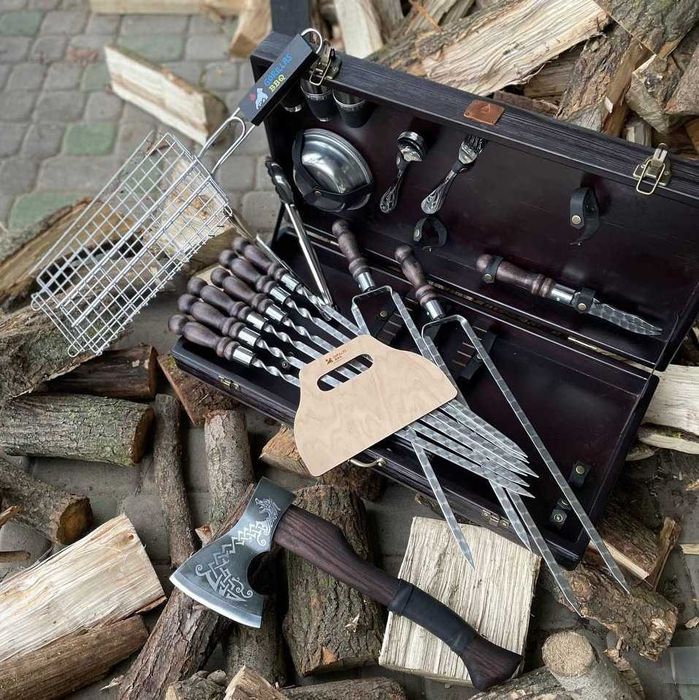 Набір шампурів Зубр BS16 Набор на подарок Шампура для шашлыка в кейсе