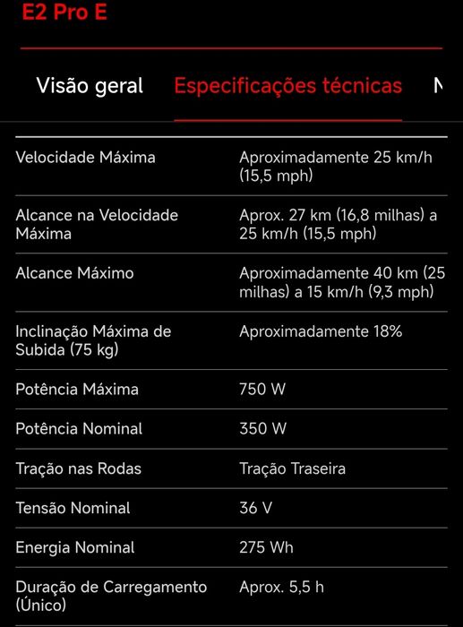 Trotinete elétrica Segway Ninebot e2 Pro c.nova