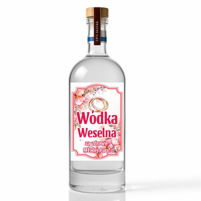 naklejki na wódkę weselną, etykiety na wódkę weselną, młoda para
