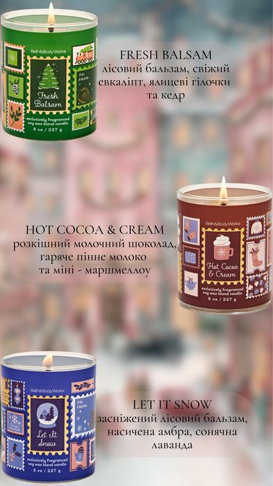 Свічки Bath and Body Works на 1 гніт
