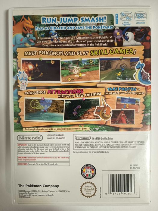Pokepark Pikachu's Adventure Nintendo Wii angielska z dunskim manualem
