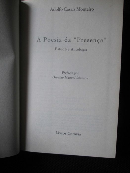 A Poesia da Presença, de Adolfo Casais Monteiro