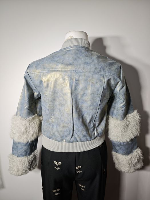 Nowa kurtka eko skóra z futerkiem włoska niebieska roz M-xl