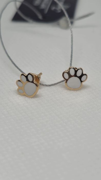 Сережки-пусети з червоного золота "Лапки". Нові.