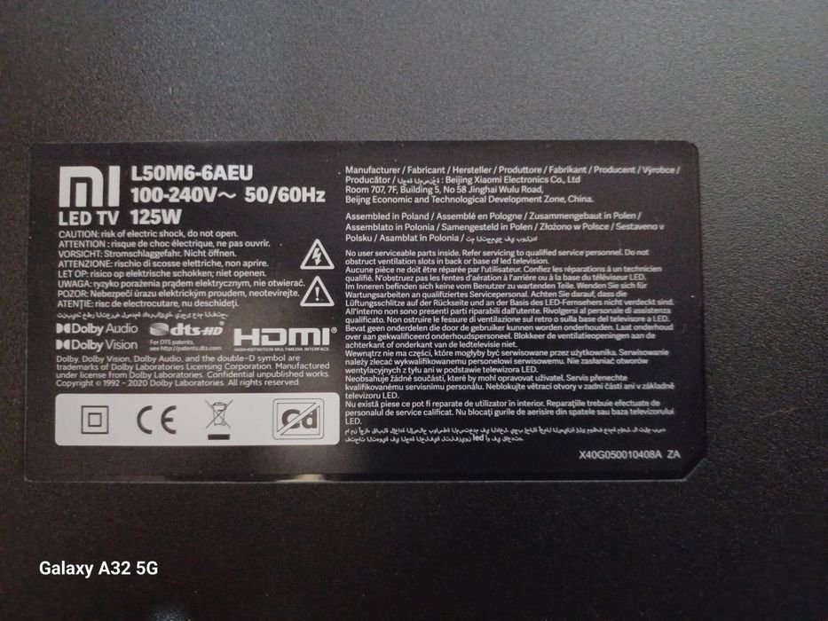 Componetes da tv L50M6-6AEU 100-240V~ 50/60Hz