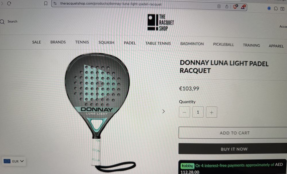 Raquete Padel - DONNAY Luna light - NOVA - OPORTUNIDADE ÚNICA