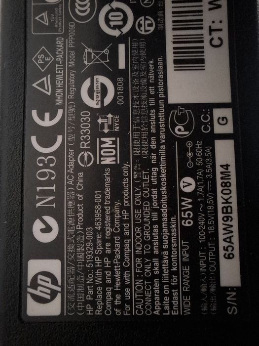 Carregador HP Portátil N193 ADP-65HB 65W