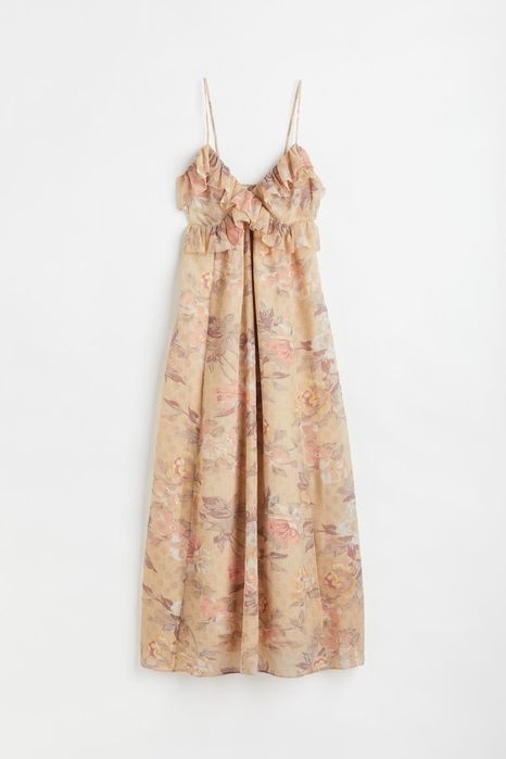 Krepowana sukienka z falbankami maxi H&M roz 38