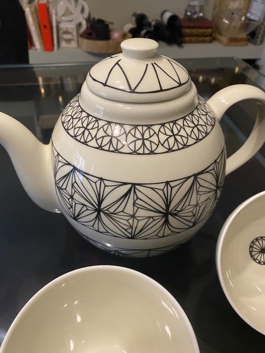 Bule chá cerâmica + 2 taças IKEA