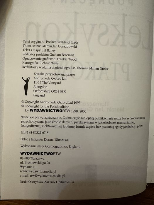 Podręczny leksykon ptaków.