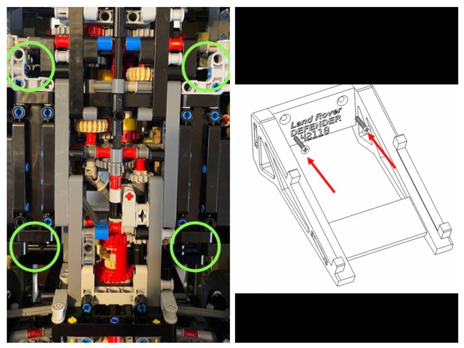 Кронштейн 3D Кріплення для LEGO Technic Land Rover Defender (42110)