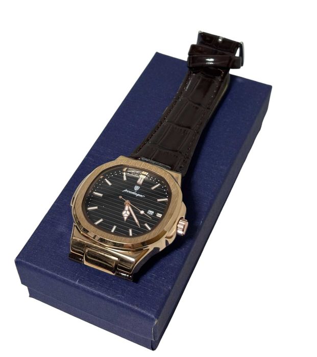 Zegarek kwarcowy Poedagar na brązowym pasku