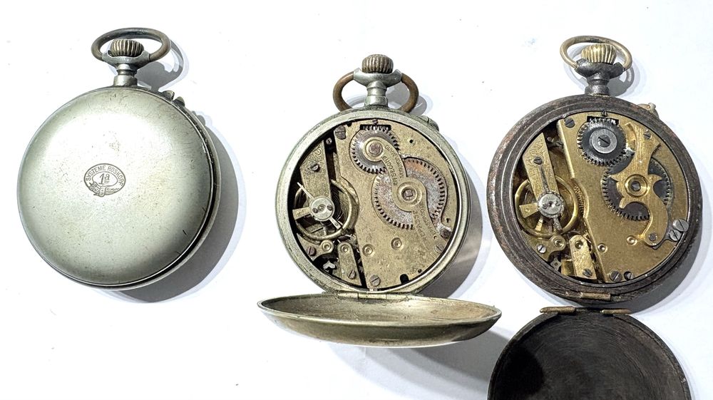 Para restauro: conjunto de 5 antigos relógios de bolso Systeme Roskopf
