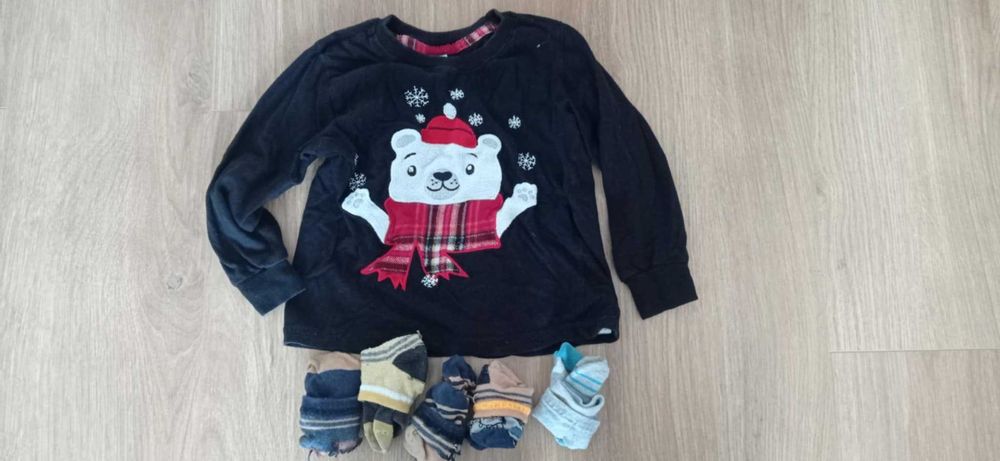 Little Kids świąteczna czarna bluzka z długim rękawem 98-104+ Gratis