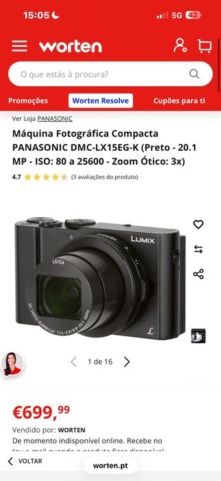 Panasonic Lumix LX15 (Lente Leica f/1.4 - 4K) + Pack 3 Baterias e Extras (Excelente Estado)