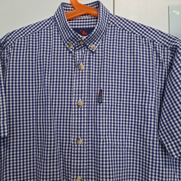 Koszula w kratkę na krótki rękaw r 128cm