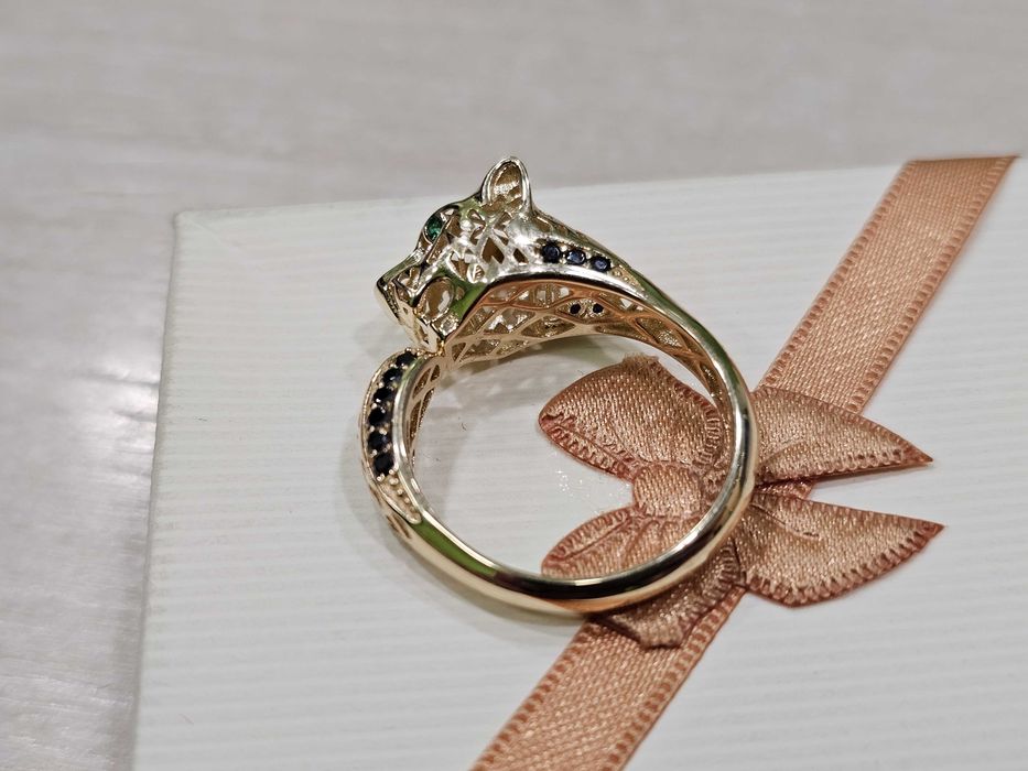 Złoty pierścionek unikatowy wzór TYGRYS PR 585