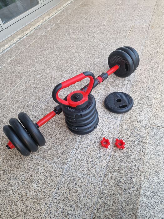 conjunto multifuncional de halteres ajustáveis,  kit 4 em 1 ou 5 em 1.O