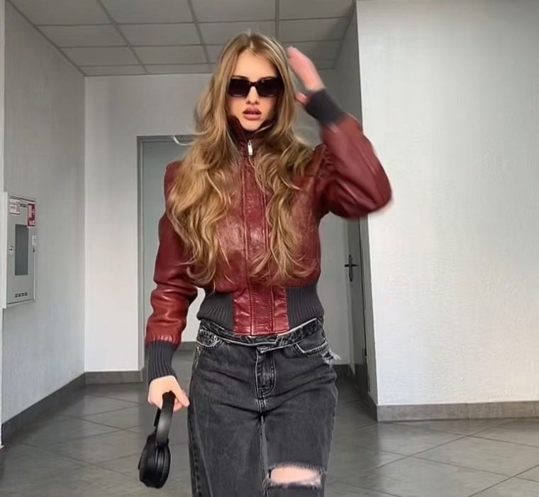 Leather jacket, оригинальный бомбер из натуральной кожи