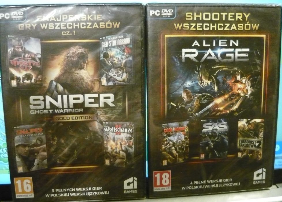 Shootery wszechczasów - łacznie 9 gier na dwóch płytach PC NOWE (folia