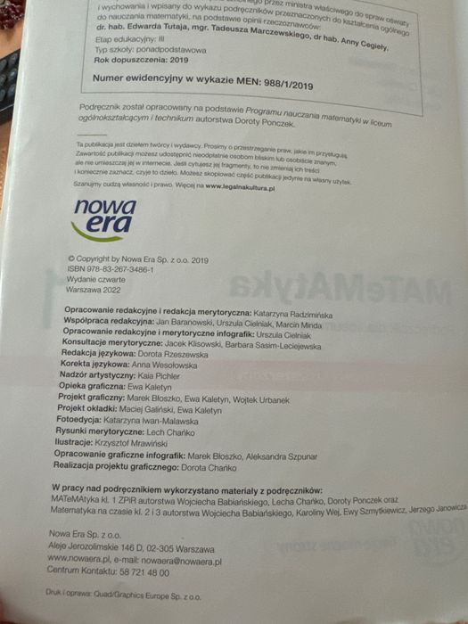 Matematyka podręcznik 1 Nowa Era
