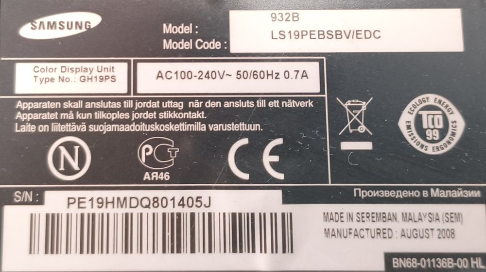 Монітор Samsung SyncMaster 932B