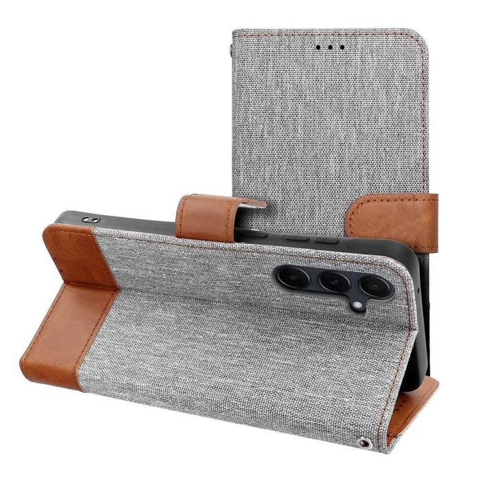 Etui Kabura Book Szara do Samsung Galaxy A15 4G / A15 5G + Szkło Hartowane