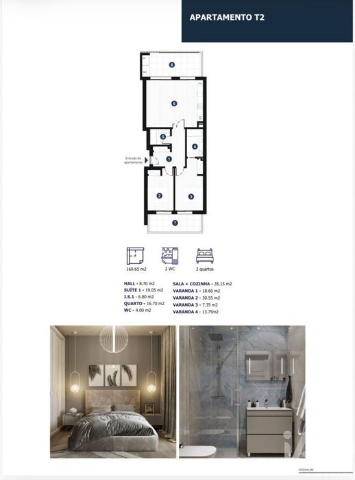 Apartamento T2 em Portimão de 88,00 m2