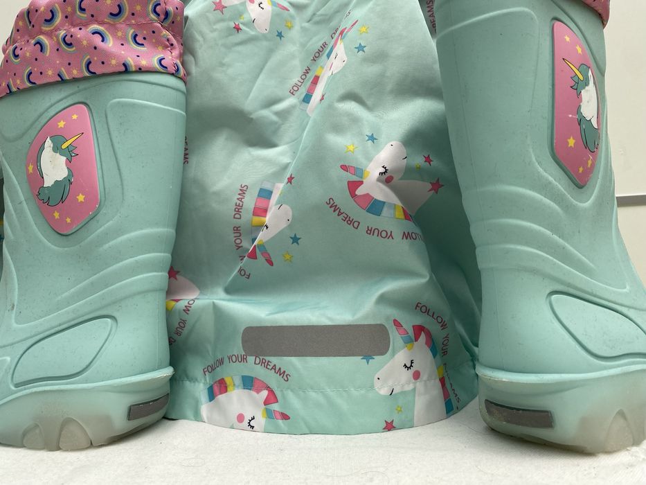 Conjunto de chuva unicornio 3-5 anos botas e casaco impermeaveis