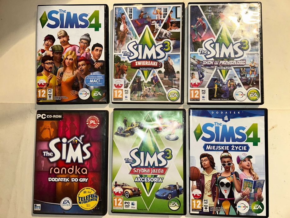 SIMS 3 i 4 - gra PC - 6 sztuk