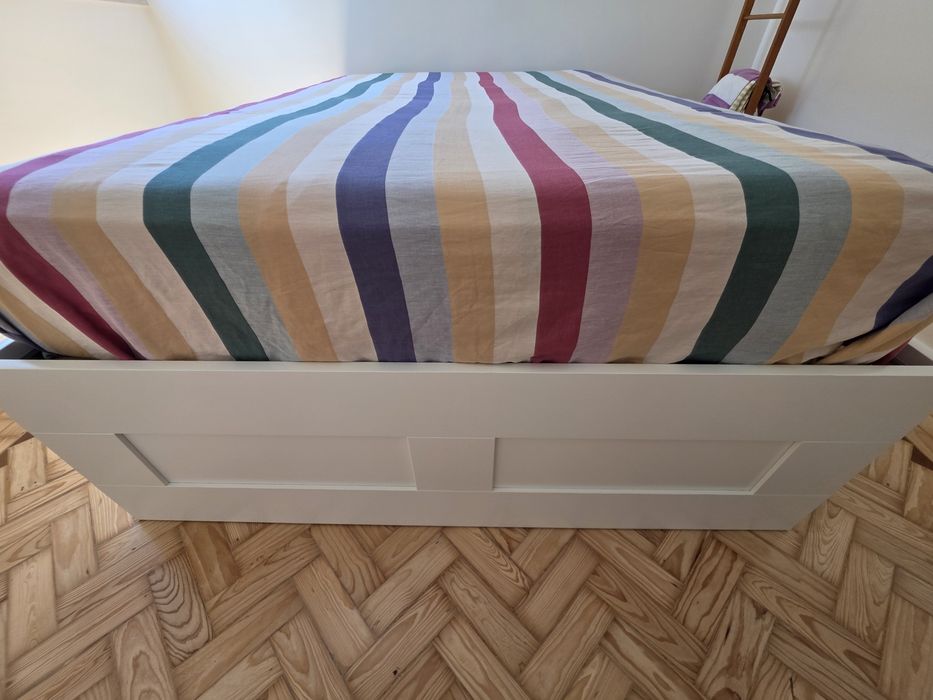 Estrutura cama c/ arrumação, branca, Luröy, 140x200 cm
