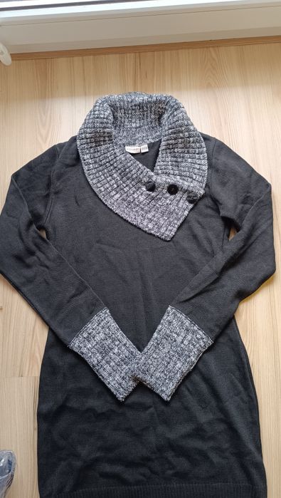 Długi sweter 36 Golf sukienka tunika