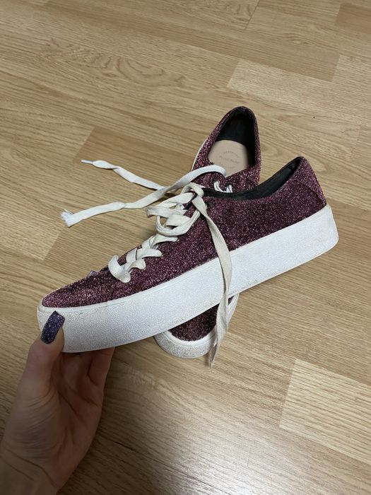 Trampki na platformie, sneakersy Pull&Bear 39 brokatowe