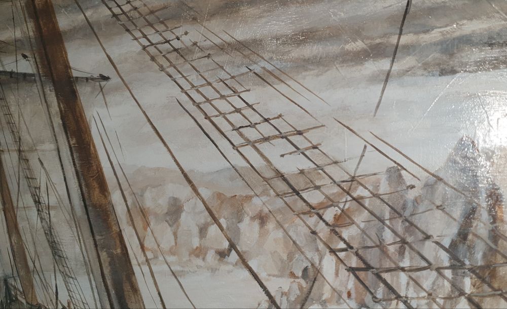 Pintura do artista Fernando Arribillaga "Nau Victória ..