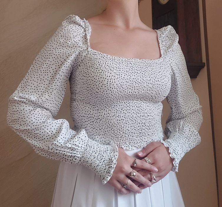 Bluzka top elegancka vintage cottagecore y2k bufiaste rękawy house