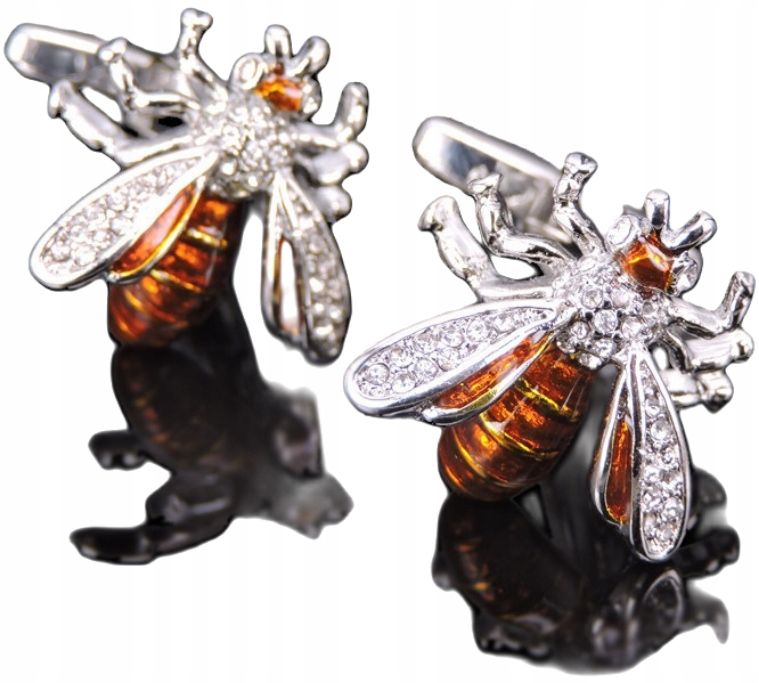 spinki do mankietów wzór mucha pszczoła