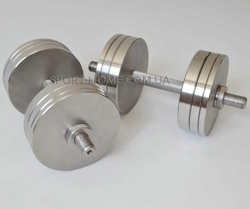Гантелі розбірні 2 по 20 кг, з'єднувач для штанги. Набір 40 кг сталеві