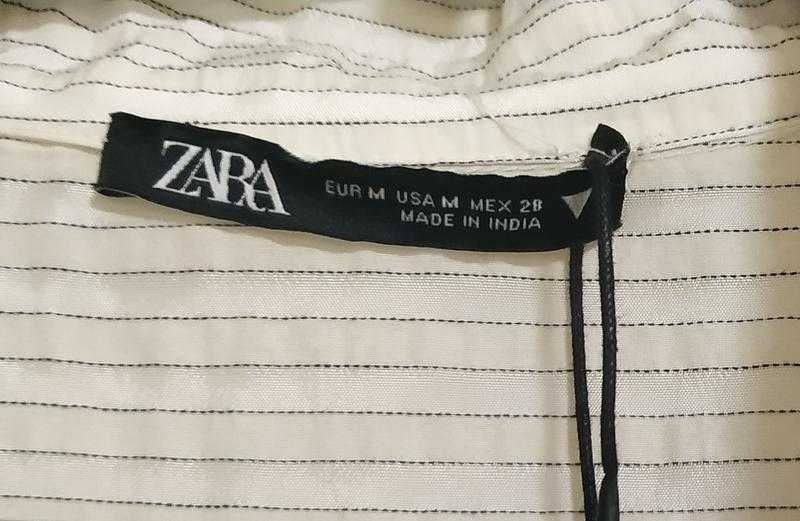Zara новая! актуальная рубашка в полоску вискоза с хлопком
