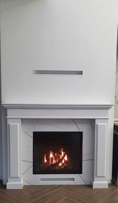 nowoczesny kominek narożny kompleksowy montaż SERWIS wymiana 10 lat gw